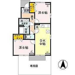 エピモンテA 2DKの間取図画像