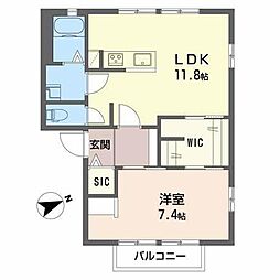 フレグランス池尻 1LDKの間取図画像