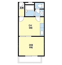 シャンティイ中之島 1DKの間取図画像