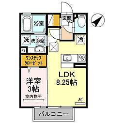 レジデンスフィーユB 1LDKの間取図画像