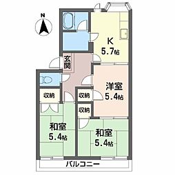ラベニューコスモ 3Kの間取図画像