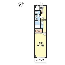 アメニティーハイツ 1Kの間取図画像