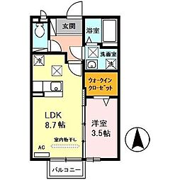 グランディール 1LDKの間取図画像