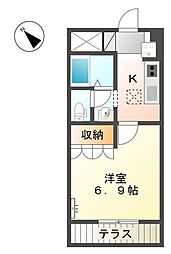 グランチェスタ.冬野 1Kの間取図画像