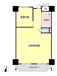 シャンボール大名A 1LDKの間取図画像