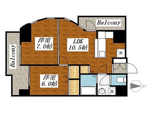 ディーセント天神南 ｜福岡県福岡市中央区今泉2丁目(賃貸マンション2LDK・5階・50.35㎡)の写真 その2