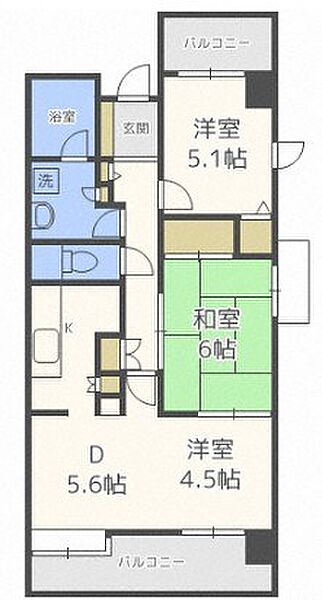 薬院中央パークマンション ｜福岡県福岡市中央区薬院3丁目(賃貸マンション2LDK・6階・59.38㎡)の写真 その2