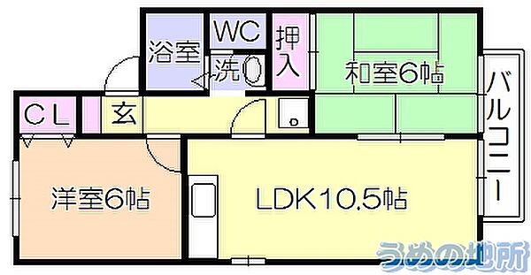 フラット高良台 202｜福岡県久留米市藤光町(賃貸アパート2LDK・2階・50.00㎡)の写真 その2