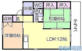 セジュール山下C 102 ｜ 福岡県久留米市長門石４丁目（賃貸アパート2LDK・1階・55.00㎡） その2