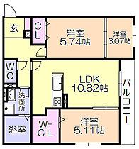 モンテベール南風 207 ｜ 福岡県久留米市南薫西町（賃貸アパート3LDK・2階・62.65㎡） その2