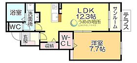 プラムII 102 ｜ 福岡県八女郡広川町大字新代（賃貸アパート1LDK・1階・50.14㎡） その2