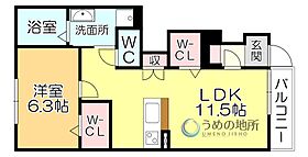 セフィーロ 101 ｜ 福岡県久留米市国分町（賃貸アパート1LDK・2階・46.00㎡） その2