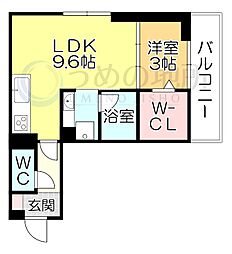 D-ROOM西町 1LDKの間取図画像