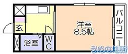 ニュー端山 1Kの間取図画像