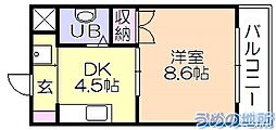 コーポ加月A棟 1DKの間取図画像
