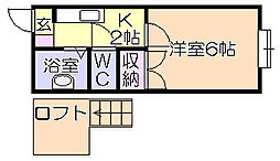 パンシオンビラ久留米A 1Kの間取図画像