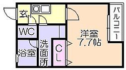 グランドソレーユ 1Kの間取図画像
