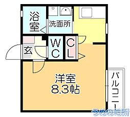 グランドソレーユ 1Kの間取図画像
