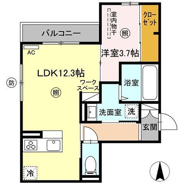 ヴィレッタ日吉町 203｜大分県大分市日吉町(賃貸アパート1LDK・2階・41.31㎡)の写真 その2