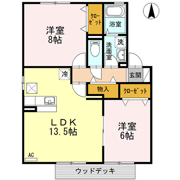 木もれびの杜2 103｜大分県大分市古国府５丁目(賃貸アパート2LDK・1階・62.10㎡)の写真 その2