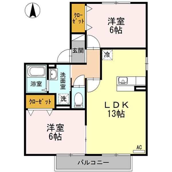 木もれびの杜2 201｜大分県大分市古国府５丁目(賃貸アパート2LDK・2階・57.13㎡)の写真 その2