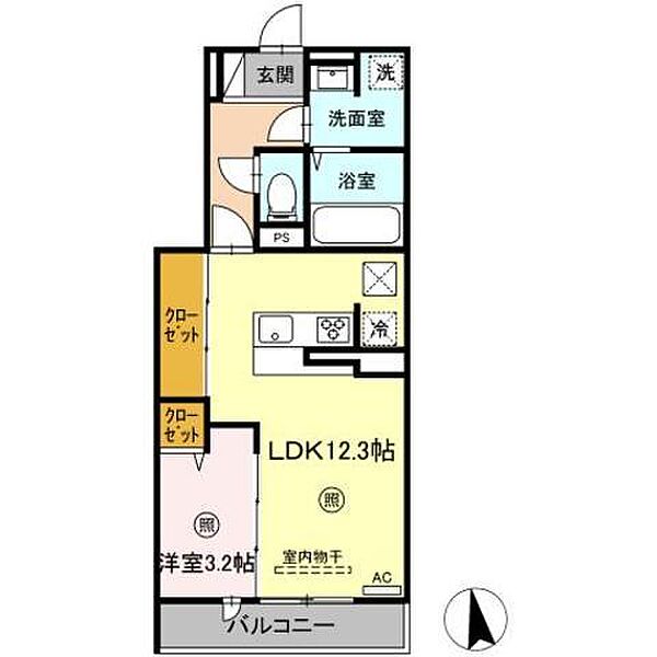 グランリュクス上野丘東 302｜大分県大分市上野丘東(賃貸アパート1LDK・3階・42.48㎡)の写真 その2