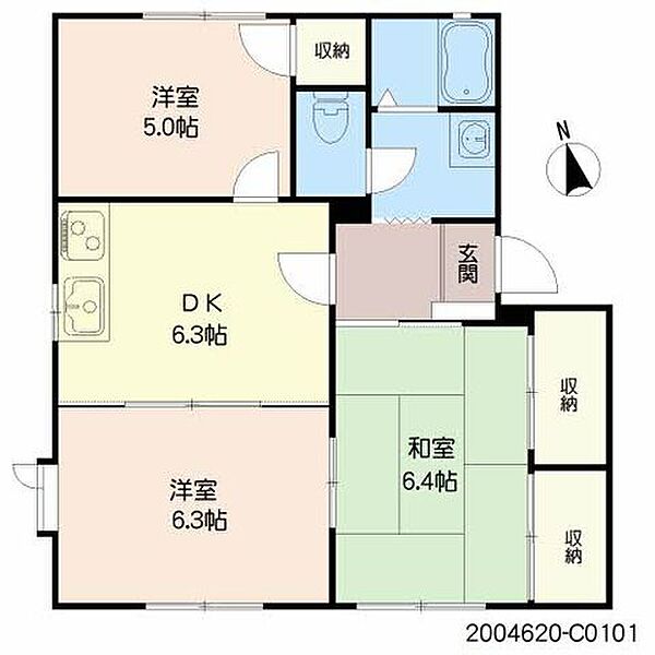 フレグランスコンフォール C101｜大分県大分市大字政所(賃貸アパート3DK・1階・54.81㎡)の写真 その2