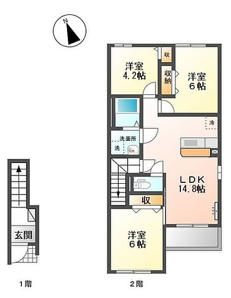 エンジェルガーデン2 205｜大分県大分市大字常行(賃貸アパート3LDK・2階・68.58㎡)の写真 その2