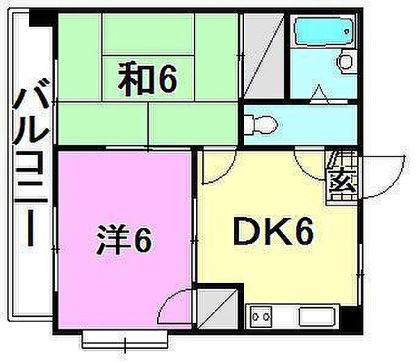 池川マンション 401 号室｜愛媛県松山市空港通2丁目(賃貸マンション2DK・4階・35.00㎡)の写真 その2