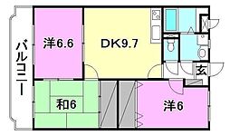 ユーミー平松 3DKの間取図画像