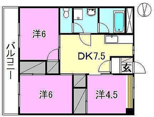 イーストレジデンス大和 307 号室｜愛媛県松山市桑原7丁目(賃貸マンション3DK・3階・55.24㎡)の写真 その2