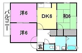 オークヴィラB棟 B-201 号室 ｜ 愛媛県松山市小坂3丁目（賃貸アパート3DK・1階・56.54㎡） その2