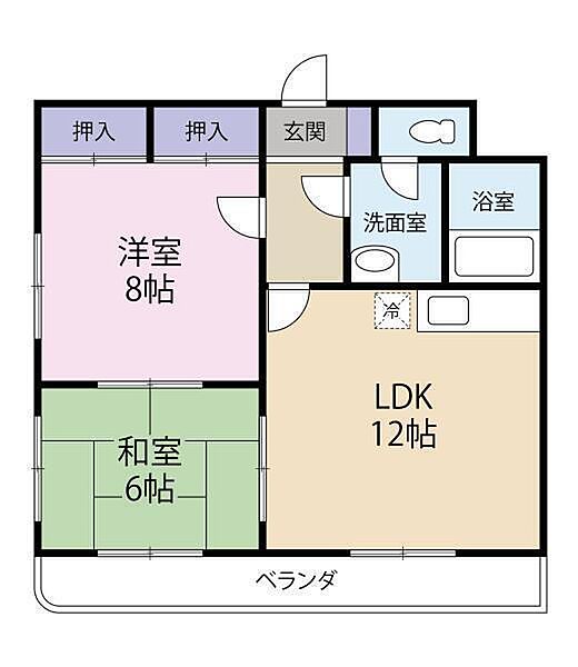 プロムナードハイツ 101 号室｜愛媛県松山市北条辻(賃貸マンション2LDK・1階・51.00㎡)の写真 その2