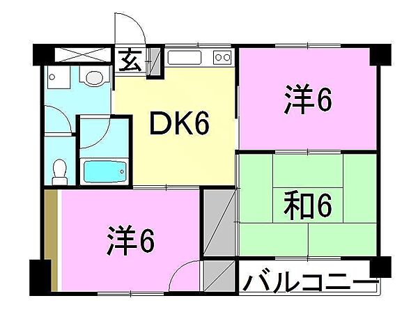 第86杉フラット 410 号室｜愛媛県松山市愛光町(賃貸マンション3DK・4階・48.00㎡)の写真 その2