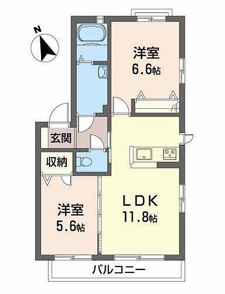 エスパルクＡ棟・Ｂ棟 B202 号室｜愛媛県松山市南久米町(賃貸アパート2LDK・2階・54.04㎡)の写真 その2