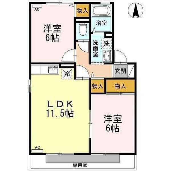 グランドソレーユ 103 号室｜愛媛県松山市古川南2丁目(賃貸アパート2LDK・1階・53.72㎡)の写真 その2