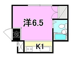 キャンパスレーベン 1Kの間取図画像