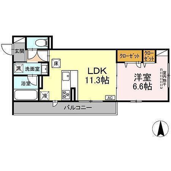 Ａｓａｋａｗａ1 103 号室｜愛媛県松山市西石井1丁目(賃貸アパート1LDK・1階・42.81㎡)の写真 その2