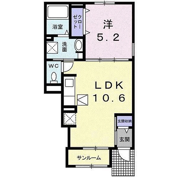 サニーピーク　Ｂ 102 号室｜愛媛県松山市古川南1丁目(賃貸アパート1LDK・1階・40.02㎡)の写真 その2