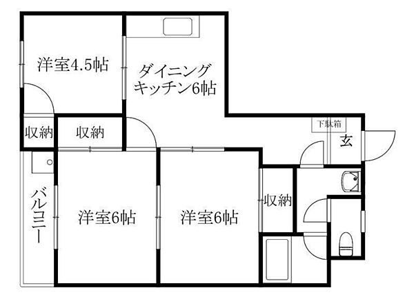 グレース辻町 202 号室｜愛媛県松山市辻町(賃貸マンション3DK・2階・55.35㎡)の写真 その2