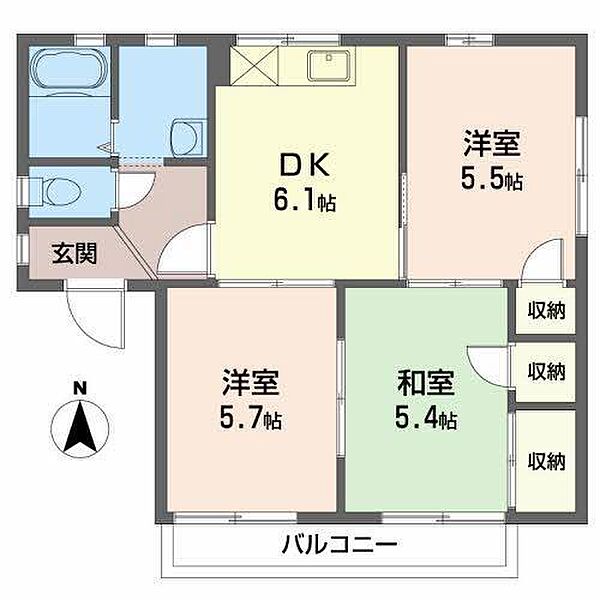 フレグランス坂本 201 号室｜愛媛県松山市小坂4丁目(賃貸アパート3DK・2階・49.10㎡)の写真 その2