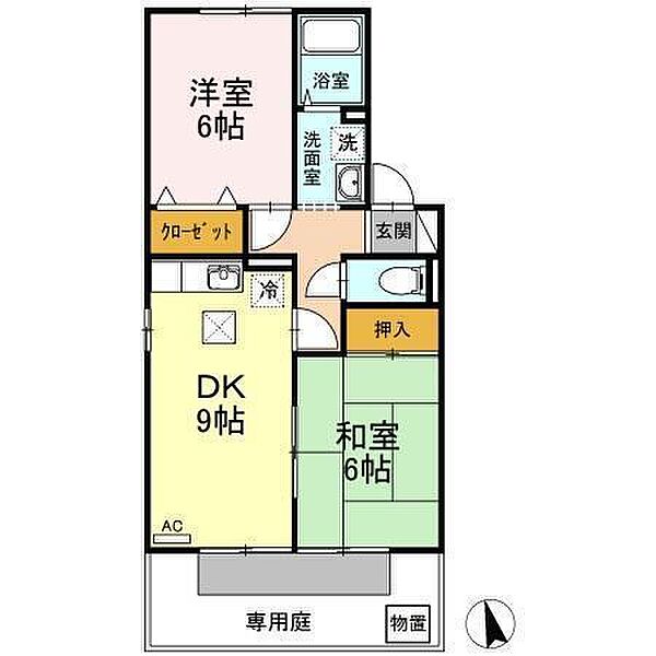 ローズハイツ A103 号室｜愛媛県松山市久万ノ台(賃貸アパート2DK・1階・50.38㎡)の写真 その2