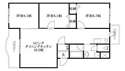 ボヌールレジデンスA 3LDKの間取図画像