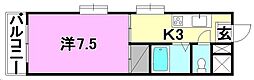 ヴイラ平成 1Kの間取図画像