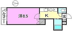 ヴィラ長戸 1Kの間取図画像
