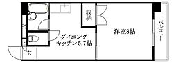 ルナ・ソレイユ桑原 1DKの間取図画像
