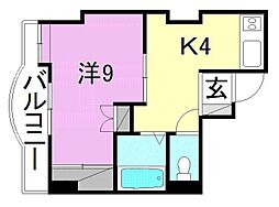 第五正田ビル 1Kの間取図画像