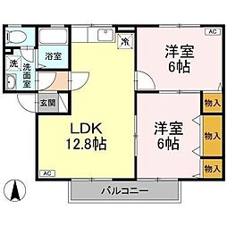 エントピア余戸C 2LDKの間取図画像