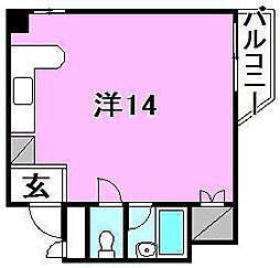 毘沙門坂ビル 4階ワンルームの間取り