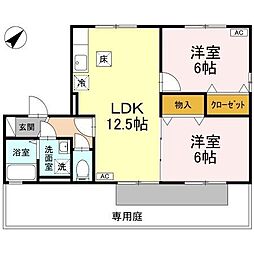 グランドール姫原 2LDKの間取図画像